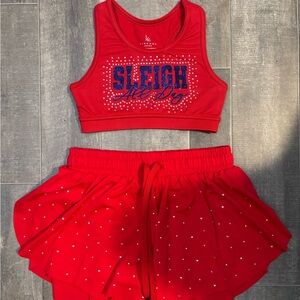 Christmas Red Cheer Practice Set with Rhinestone Accents